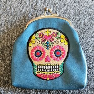 Embroidered Skull Coin Purse